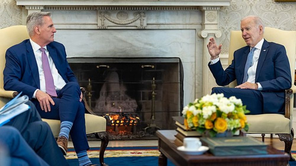President Joe Biden meets with Speaker of the House Kevin McCarthy (R-Calif.), Wednesday, February 1, 2023, in the Oval Office. - Official White House Photo by Adam Schultz President Joe Biden meets with Speaker of the House Kevin McCarthy (R-Calif.), Wednesday, February 1, 2023, in the Oval Office. - Official White House Photo by Adam Schultz