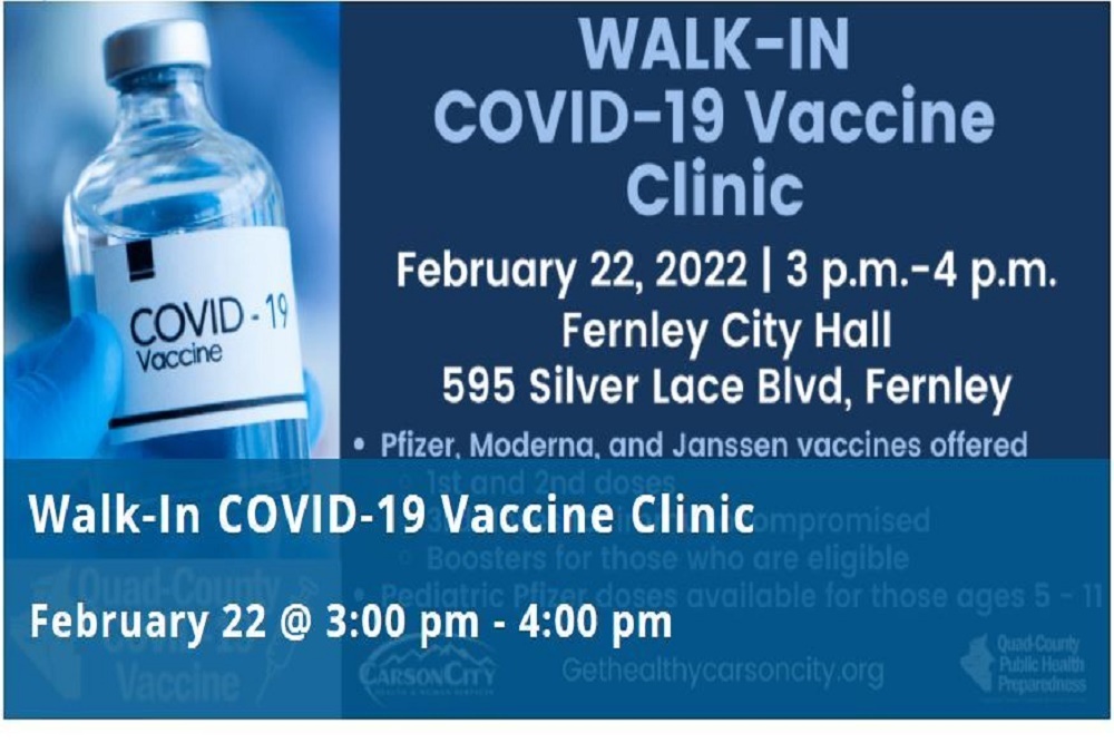 February 22nd Walk-In-Quad County- COVID-19 Vaccine Clinic 3-4pm February 22nd Walk-In-Quad County- COVID-19 Vaccine Clinic 3-4pm