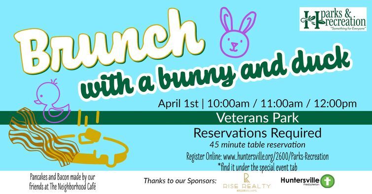 Brunch with a Bunny and Duck April 1st.