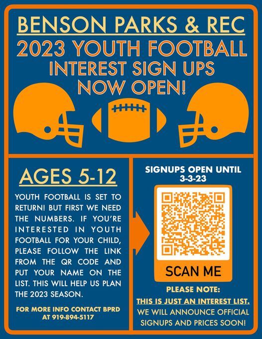 TOWN OF BENSON: 2023 Youth Football Season