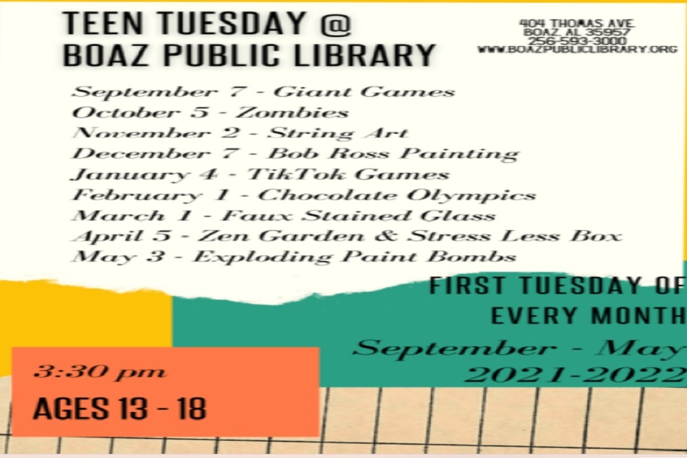 Teen Tuesday – Zen Garden & Stress Less Box on April 5