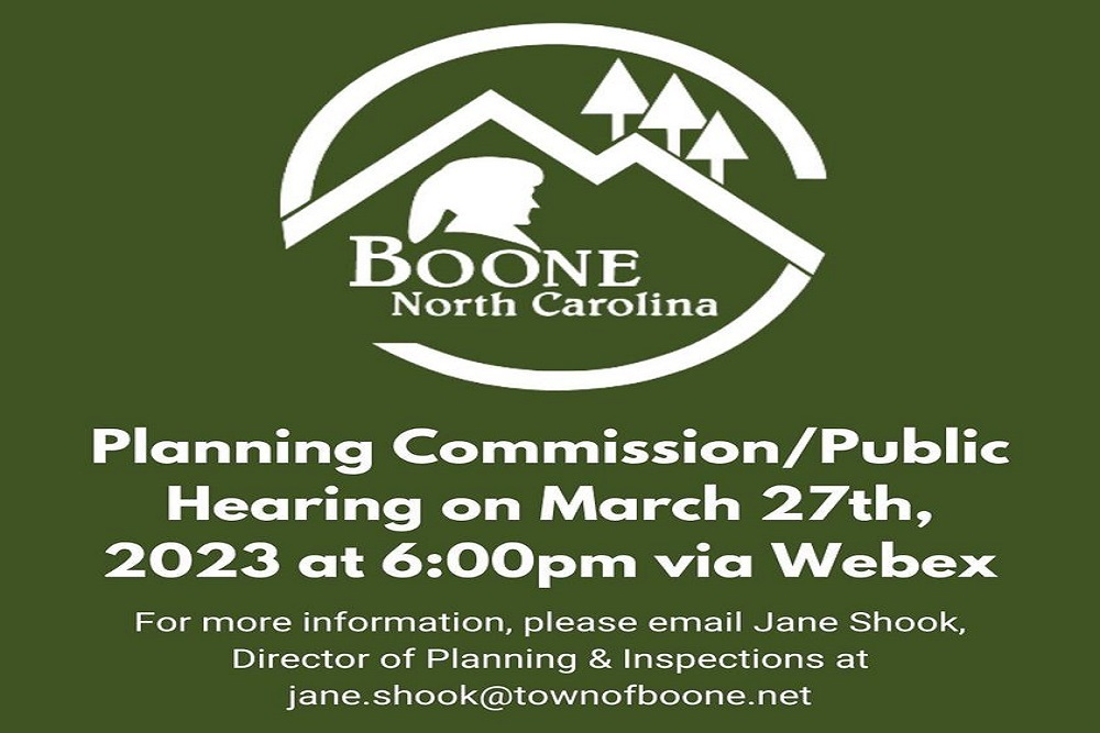 TOWN OF BOONE: Joint Planning Commission/Public Hearing March 27th