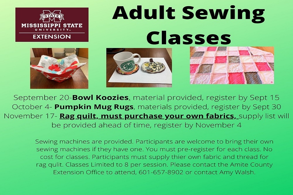Amite County Extension Office – Adult Sewing Classes