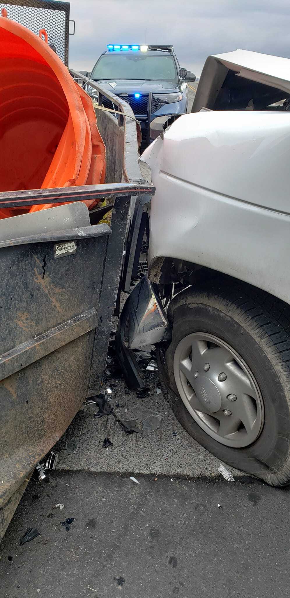 A local man was taken to the hospitall following a crash on the north side of Redwolf Bridge