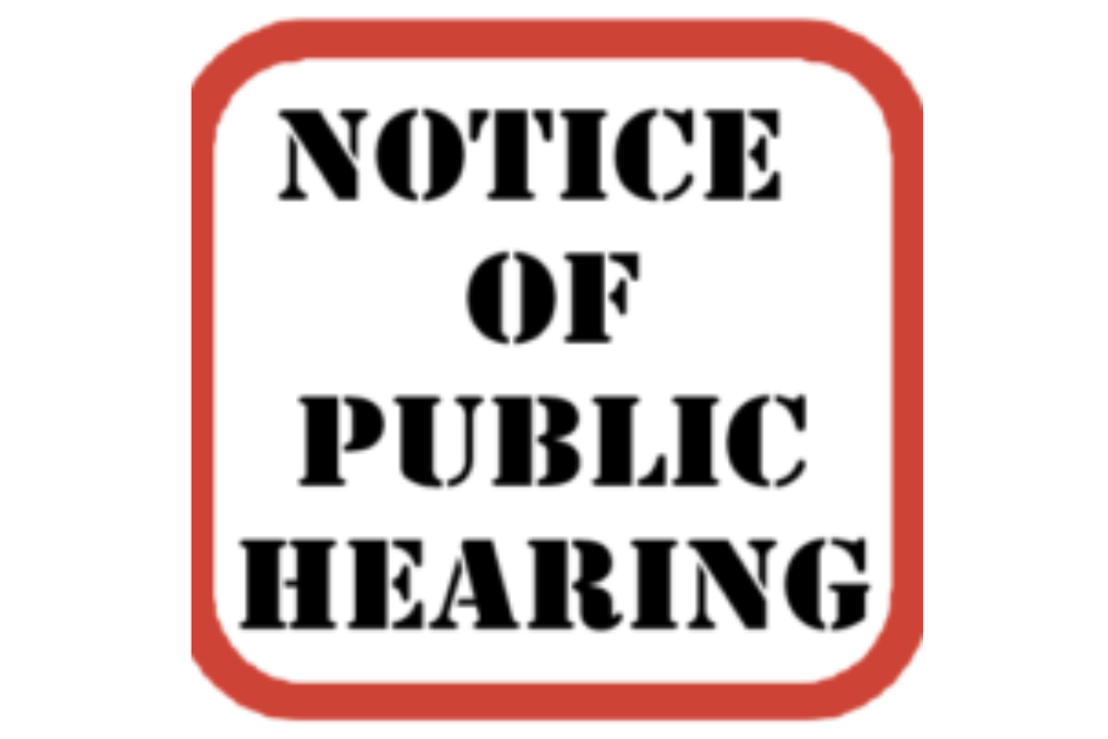 Notice Of Public Hearing to be held June 22 Notice Of Public Hearing to be held June 22