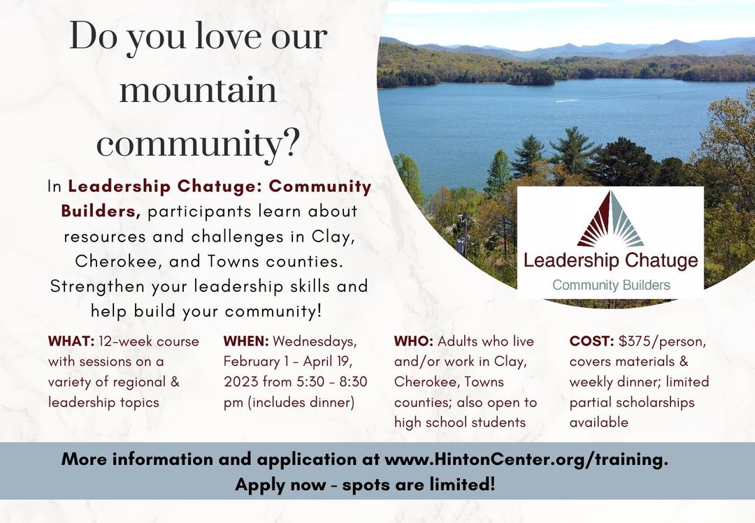 COUNTY OF CHEROKEE CHAMBER OF COMMERCE: 12-week course hosted by Hinton Center