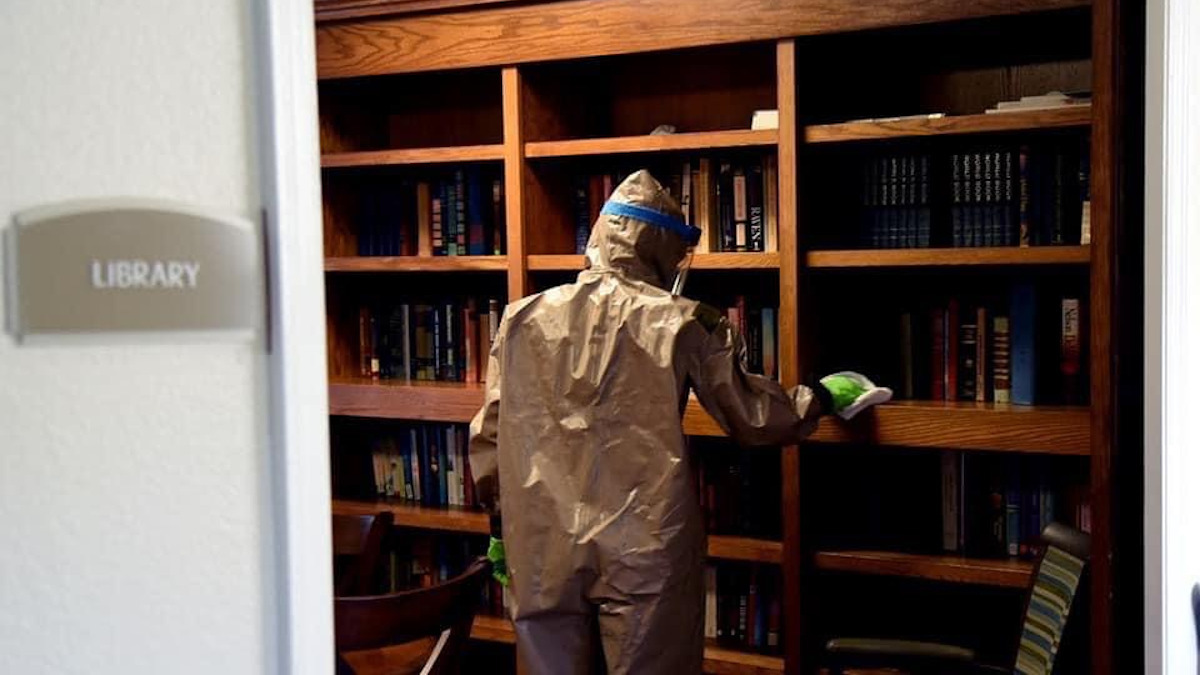 Contamination exclusions in property insurance may make it impossible for owners to succeed on claims for the cost of cleaning and disinfecting the property due to COVID-19. - By Georgia National Guard/Wikimedia Commons