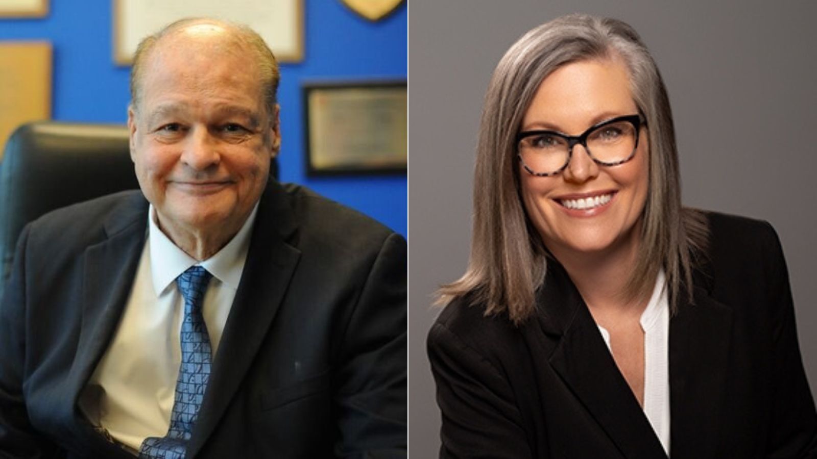 AZ Superintendent of Public Instruction Tom Horne (R) (left) and AZ Gov. Katie Hobbs (D)