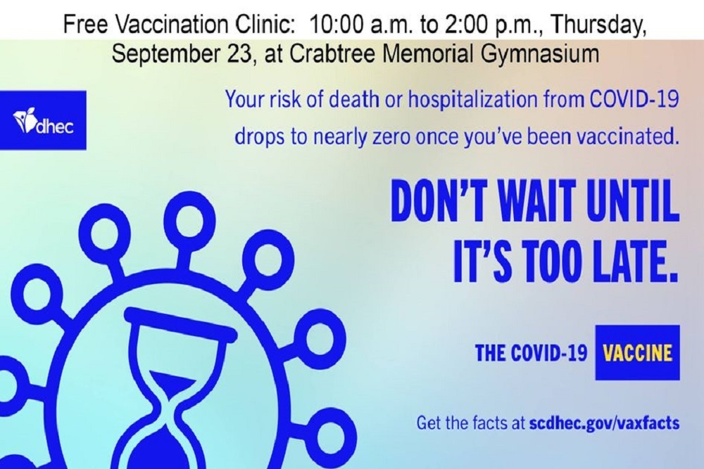 City of Myrtle Beach: Free COVID -19 Vaccine available at Crabtree Gym, Thursday, September 23