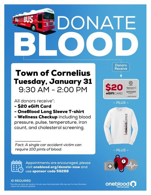 TOWN OF CORNELIUS: Town Hall Blood Drive