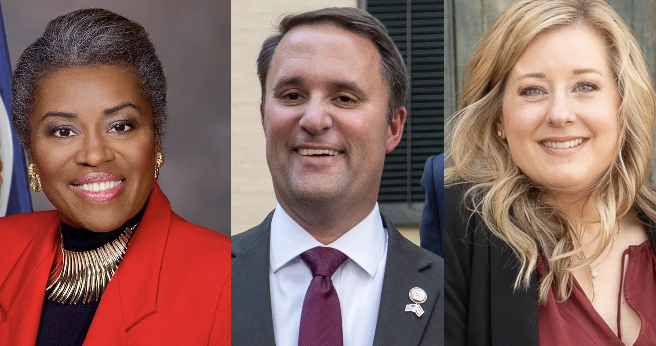 Lt. Gov. Winsome Earle-Sears, GOP candidate for Virginia governor; Attorney General Jason Miyares; and Del. Kim Taylor (R-Dinwiddie), who is seeking re-election in one of the state’s most competitive House races. - Wikimedia Commons / Unknown author; Wikimedia Commons / Governor Glenn Youngkin; Facebook / Kim Taylor Lt. Gov. Winsome Earle-Sears, GOP candidate for Virginia governor; Attorney General Jason Miyares; and Del. Kim Taylor (R-Dinwiddie), who is seeking re-election in one of the state’s most competitive House races. - Wikimedia Commons / Unknown author; Wikimedia Commons / Governor Glenn Youngkin; Facebook / Kim Taylor
