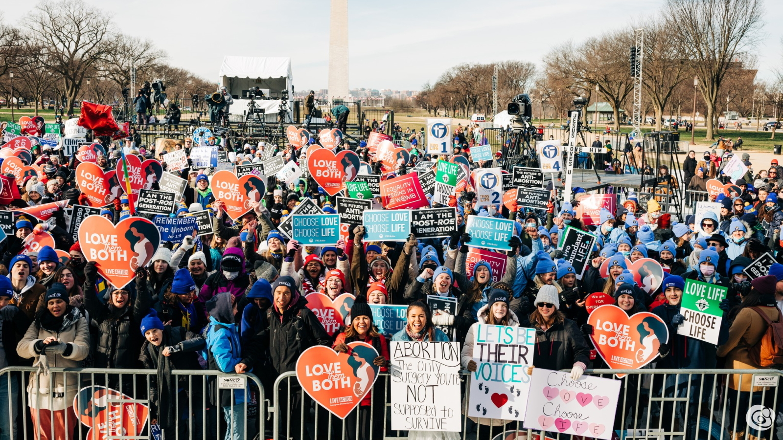 Demonstrators at the March for Life 2022 rally in Washington D.C.. Demonstrators at the March for Life 2022 rally in Washington D.C..