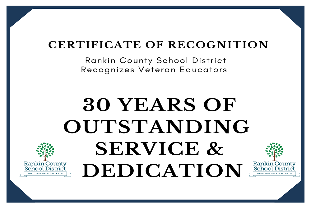 Rankin County School District – Certificate of Recognition