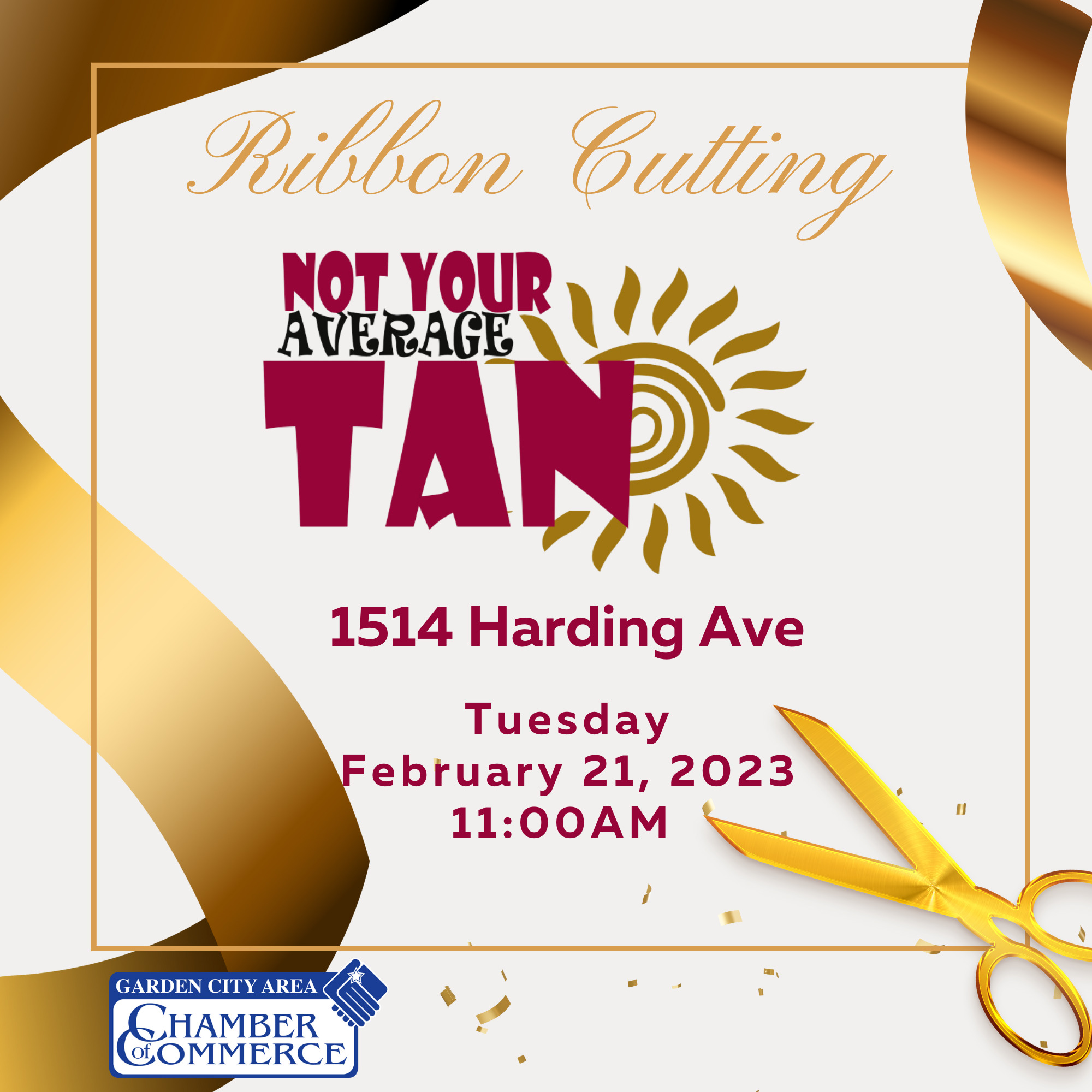Ribbon Cutting – Not Your Average Tan on Feb 21