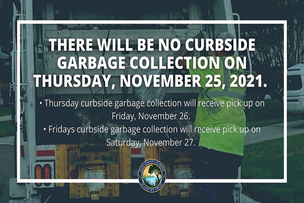 Reminder: There will be no curbside garbage collection on November 25, 2021