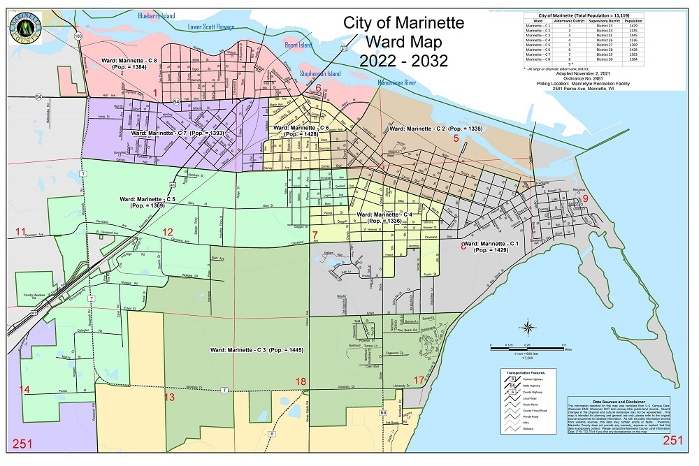 City of Marinette Ward Map