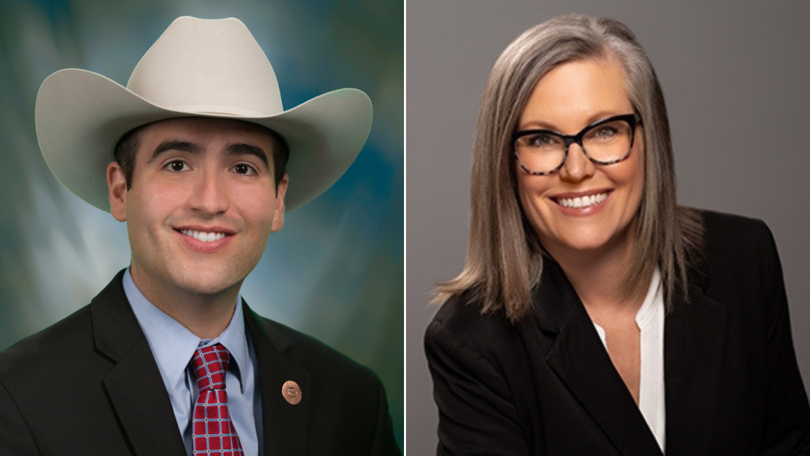 AZ Senate President Pro Tempore T.J. Shope (R) (LEFT) and Arizona Gov. Katie Hobbs (D)