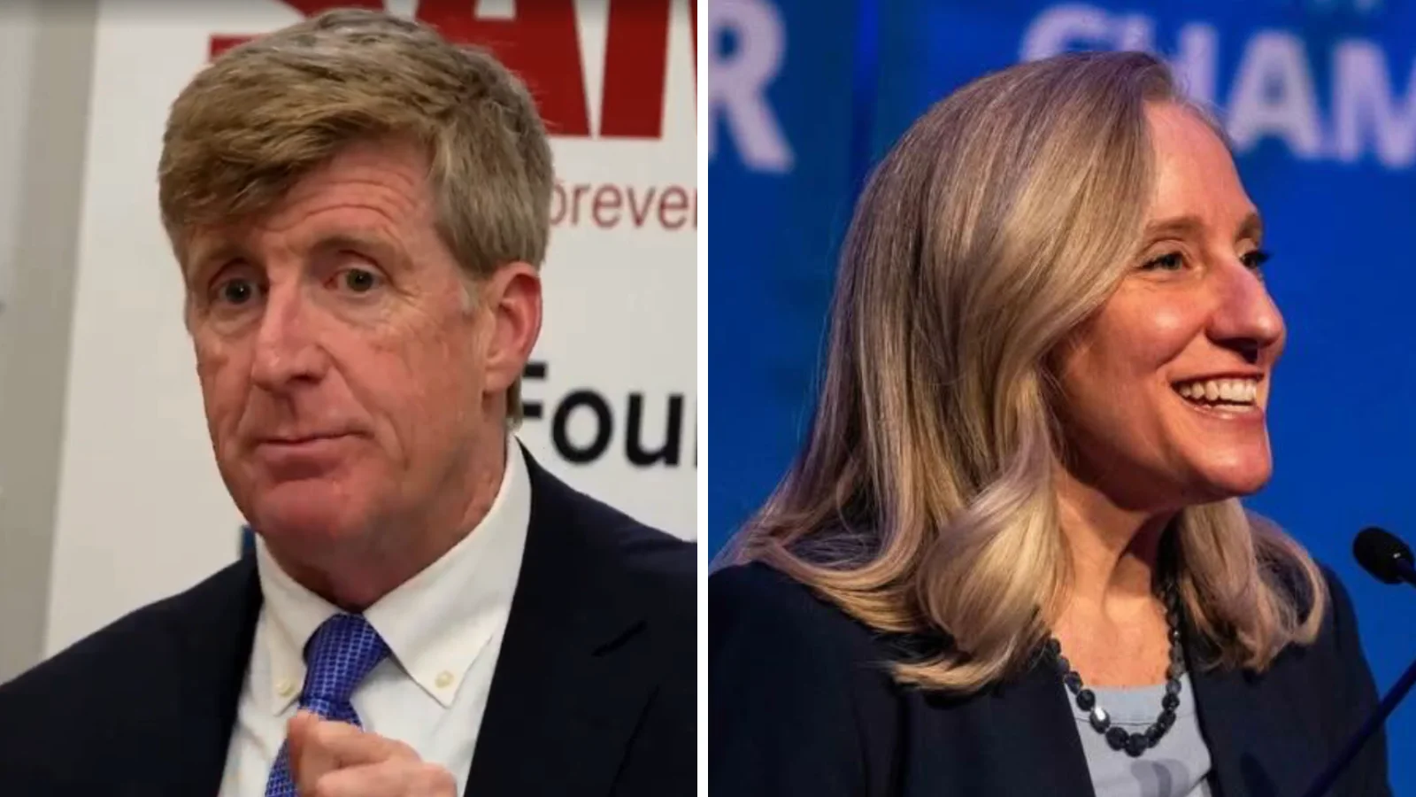 Former U.S. Rep. Patrick Kennedy (D-RI), left, and Gov. Abigail Spanberger (D-VA)