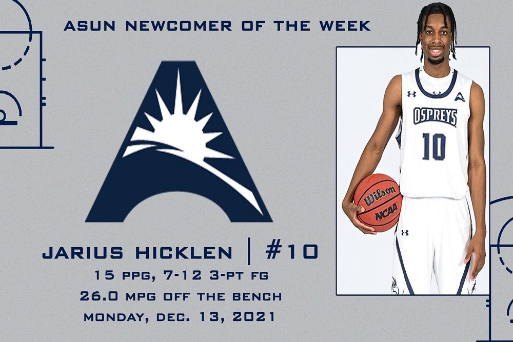 Hicklen Honored as ASUN Men’s Basketball Newcomer of the Week