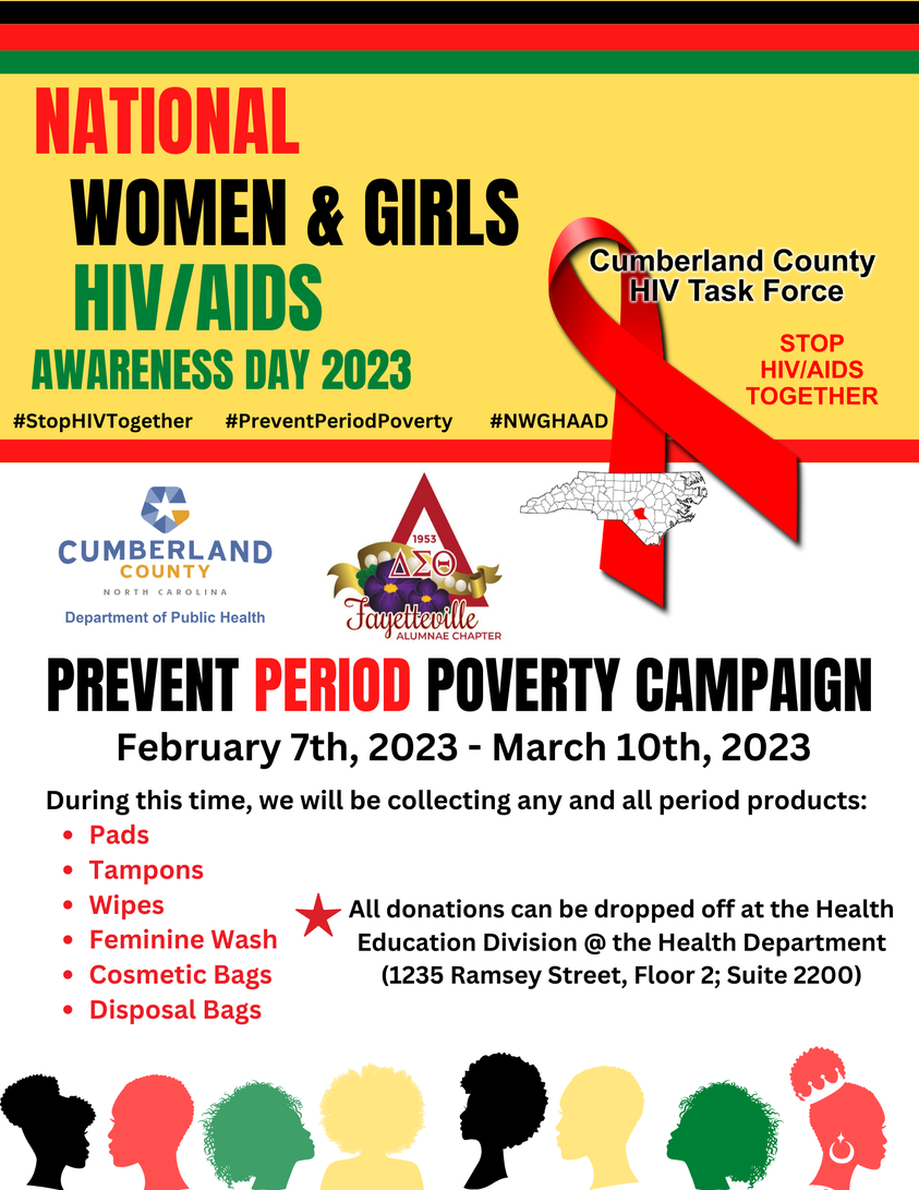 COUNTY OF CUMBERLAND: Join us in our #PreventPeriodPoverty campaign for National Women & Girls HIV/AIDS Awareness Day (NWGHAAD) -March 10th