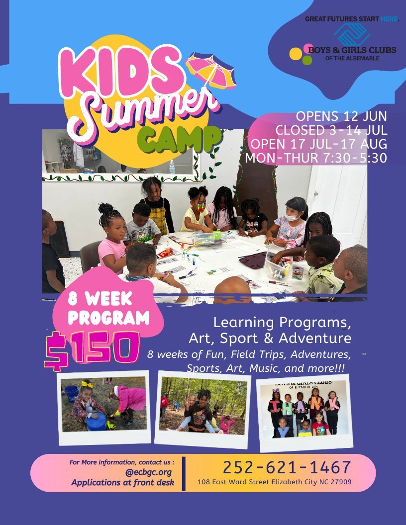 CITY OF ELIZABETH/PASQUOTANK COUNTY PARKS AND RECREATION DEPARTMENT: Kids Summer camp CITY OF ELIZABETH/PASQUOTANK COUNTY PARKS AND RECREATION DEPARTMENT: Kids Summer camp