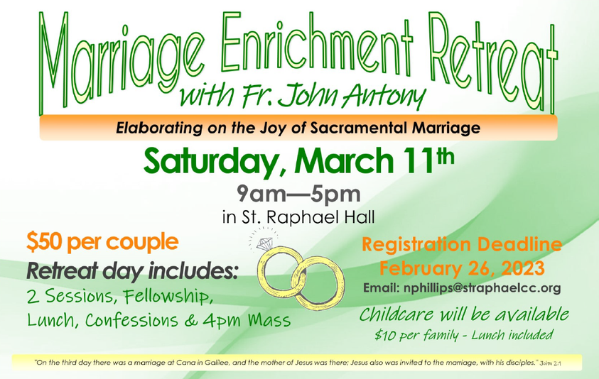 Marriage Enrichment Retreat registration Deadline is On Feb. 26, 2023