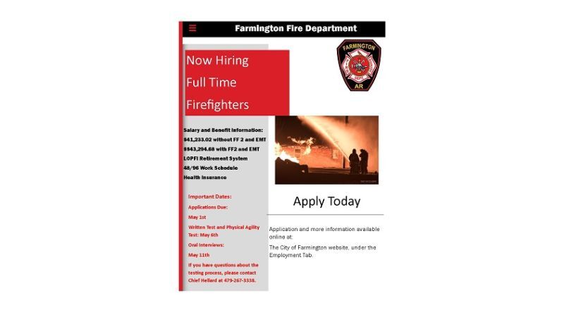 Now Hiring Full Time Firefighters
