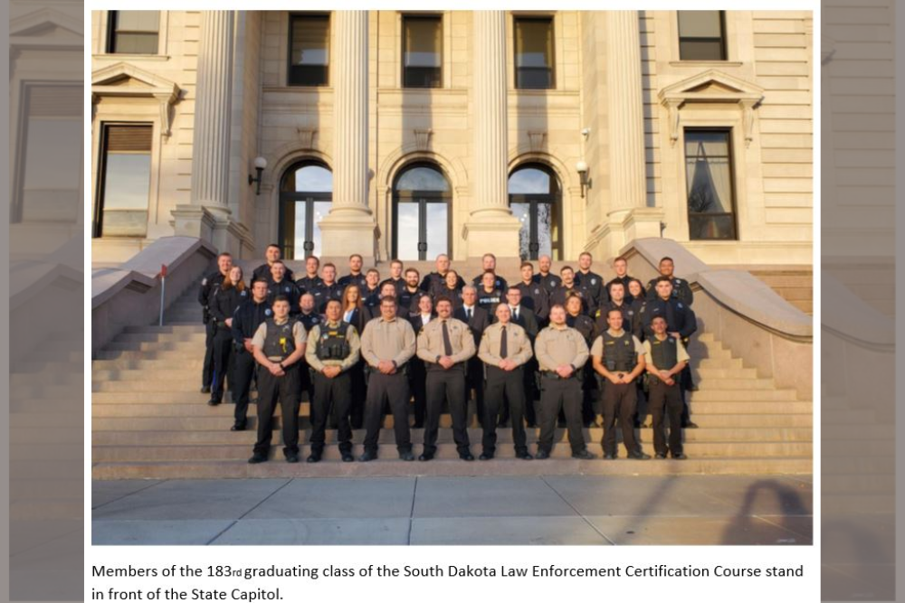 Attorney General Mark Vargo announces the 183rd graduation class of the South Dakota Basic Law Enforcement Certification Course