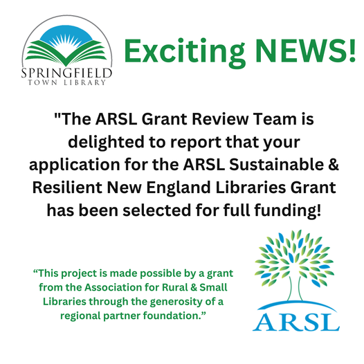 Thank you to the Association of Rural and Small Libraries for awarding us the 80 in grant funding to provide this service for the community Thank you to the Association of Rural and Small Libraries for awarding us the 80 in grant funding to provide this service for the community
