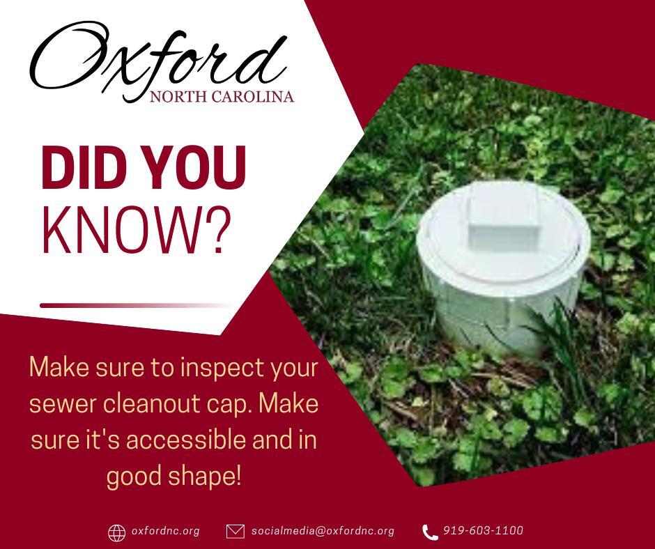 CITY OF OXFORD: Sewer Cleanouts Reminder