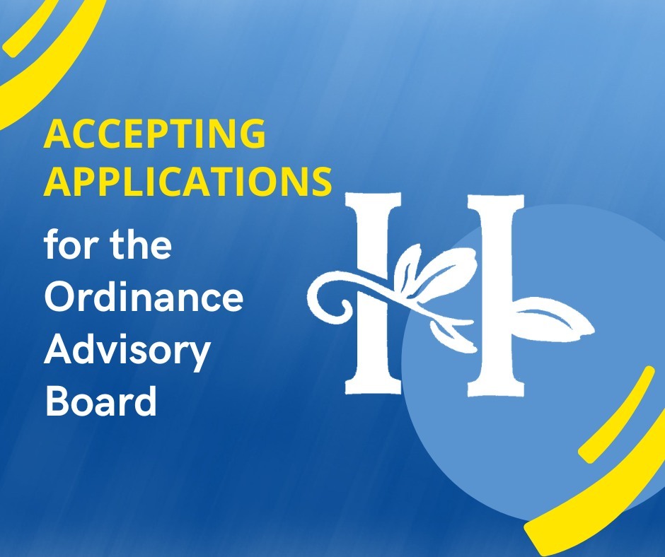 TOWN OF HUNTERSVILLE: Applications are being accepted for the Ordinance Advisory Board