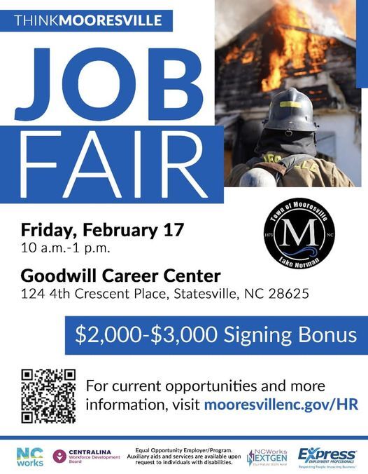 TOWN OF MOORESVILLE: Pop-up Job Fair Feb. 17