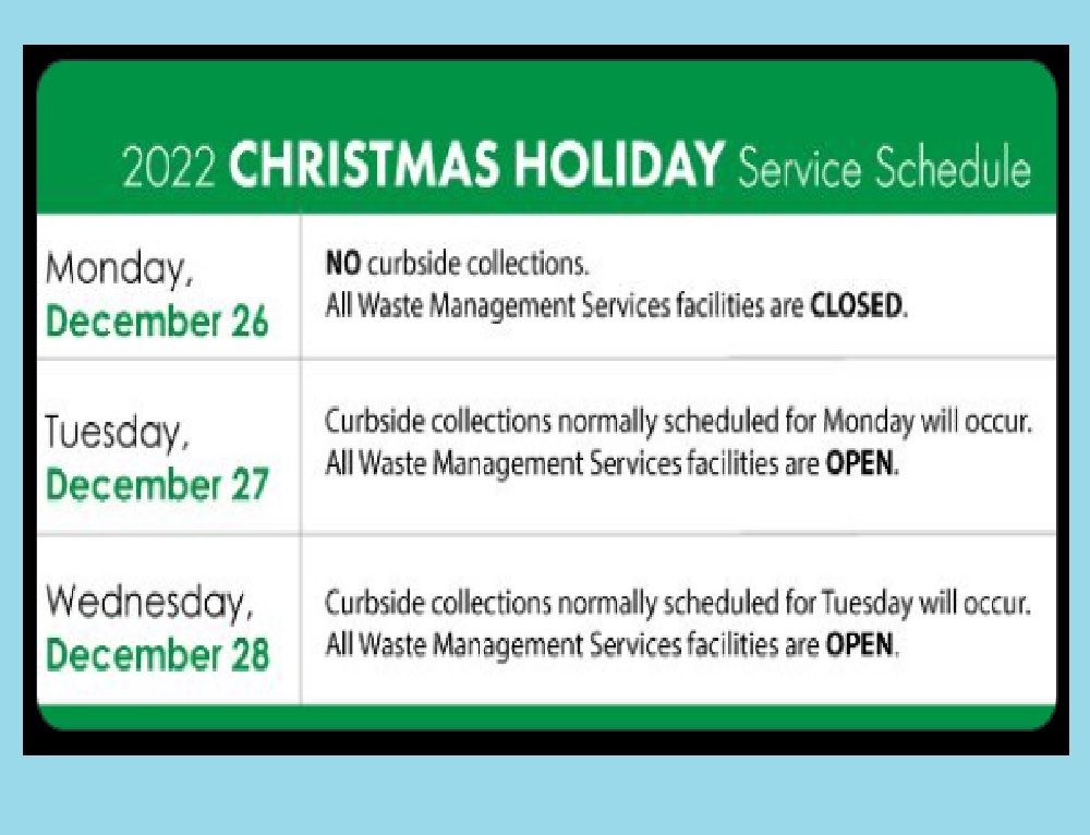 ANNE ARUNDEL COUNTY BUREAU OF HIGHWAYS: 2022 Christmas Holiday Service Schedule ANNE ARUNDEL COUNTY BUREAU OF HIGHWAYS: 2022 Christmas Holiday Service Schedule