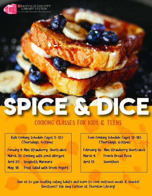 COUNTY OF GRANVILLE: Spice And Dice Kid/Teen Cooking Program