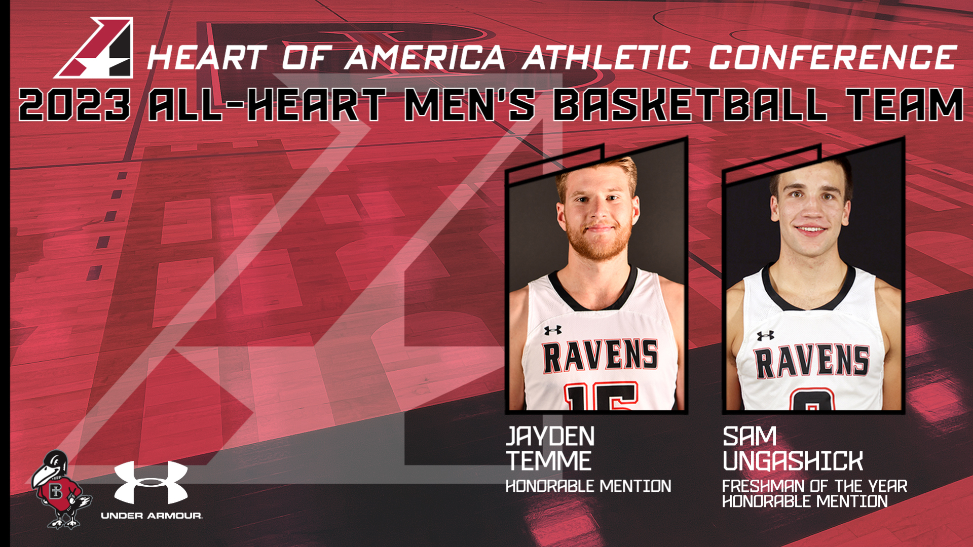 Sam Ungashick and Jayden Temme earn All-Heart Men’s Basketball honors; Ungashick named Freshman of the Year
