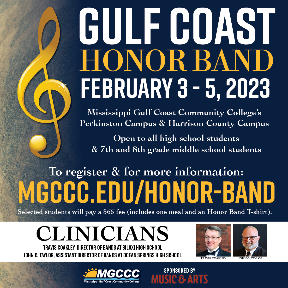 Mississippi Gulf Coast Community College – Gulf Coast Honor Band on February 3-5, 2023!