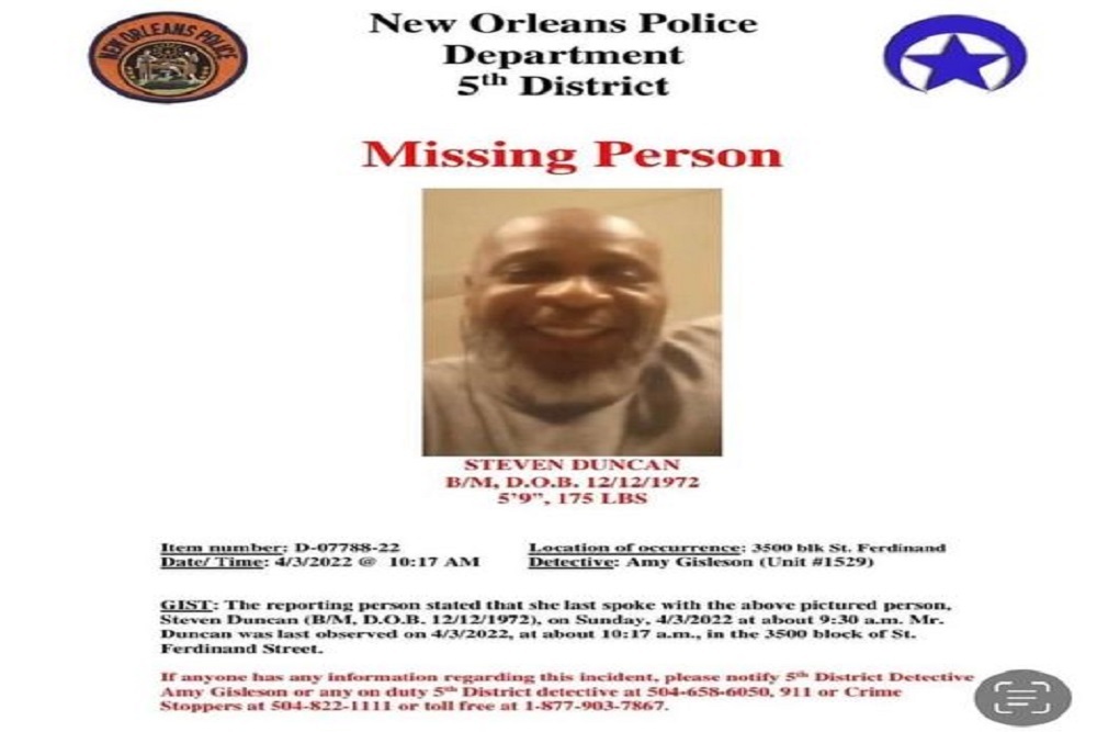 Hancock County Sheriff’s Office MS – The Human Remains Located on May 7, 2022, in the Buffer Zone of Nasa’s Stennis Space Center Have Been Identified as 49 Year Old Steven Duncan