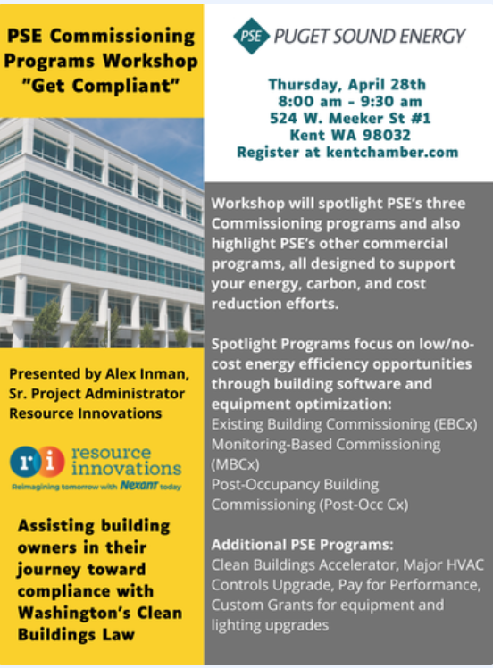 Kent Chamber of Commerce: PSE Commissioning Programs Workshop “Get Compliant”