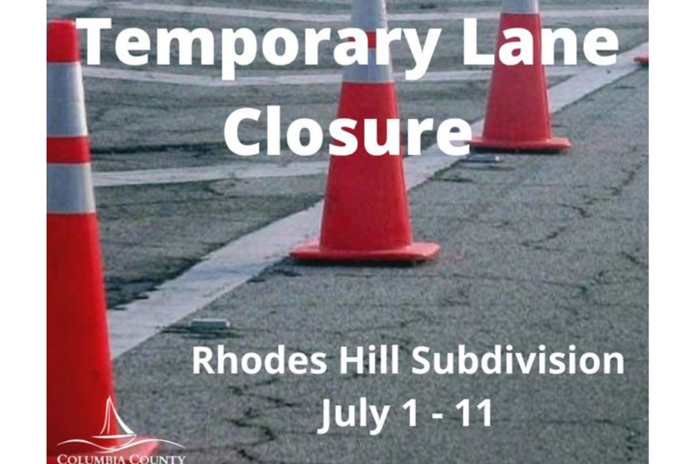 Temporary Lane Closures in Rhodes Hill Subdivision
