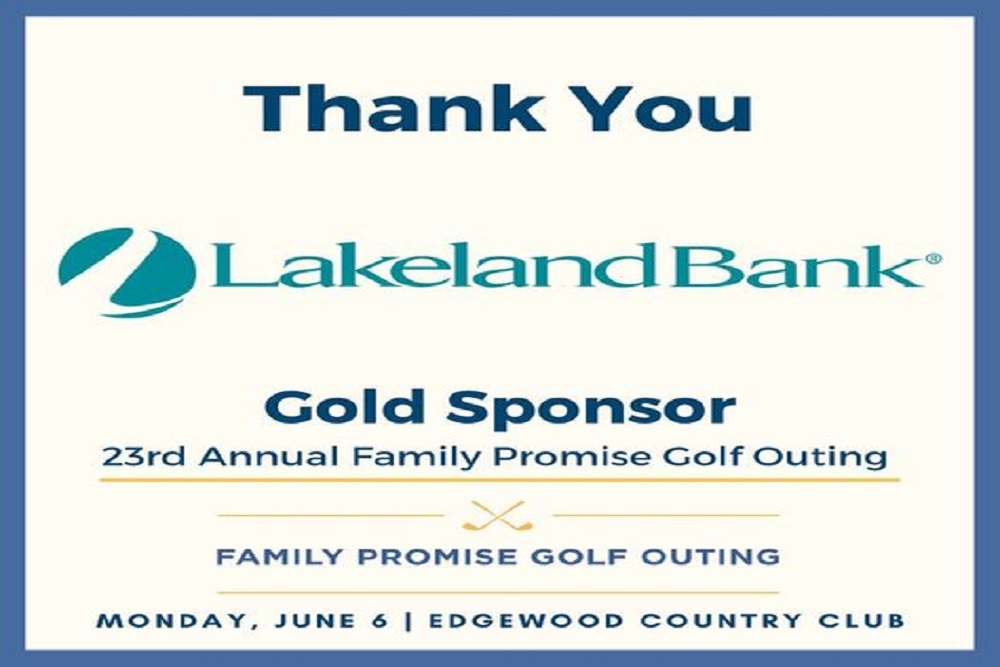 Lakeland Bank has signed on for another year as a Gold Sponsor for the 23rd Annual Family Promise Golf Outing