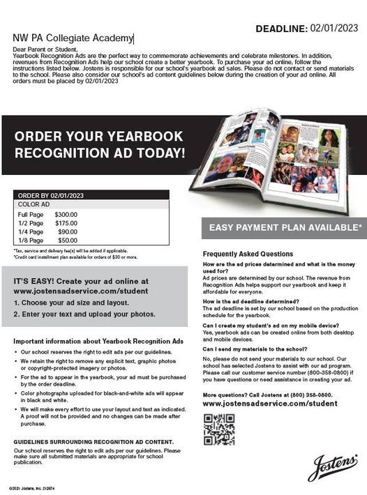 Yearbook Recognition Ad