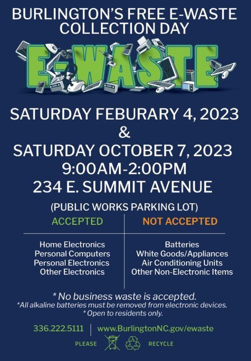 CITY OF BURLINGTON: Free E-Waste Collection Day