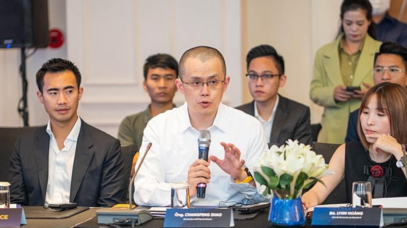Binance CEO and founder Changpeng Zhao (CZ) speaking at a 2022 NFT Summit - Creative Commons Attribution-Share Alike 4.0