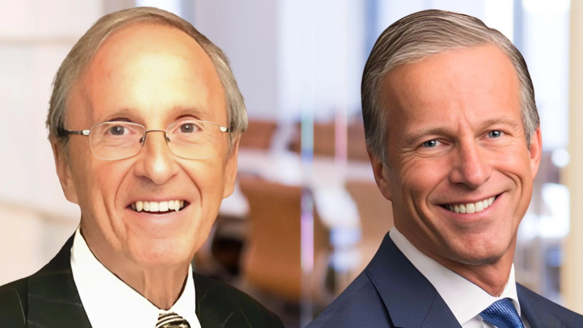 Garland Favorito, VoterGA Co-founder (left), Senate Majority Leader John Thune (right)