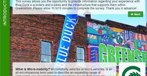 CITY OF GREENSBORO: Department of Transportation Conducting Survey To Identify Potential Bicycle And Pedestrian Infrastructure Improvements