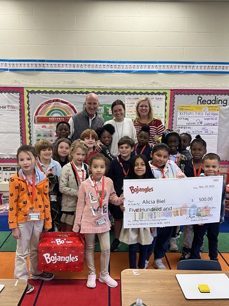 Bojangles rewarded Rama Road Elementary teacher, Alicia Biel, with a 0 “BO-nus” for the holidays!