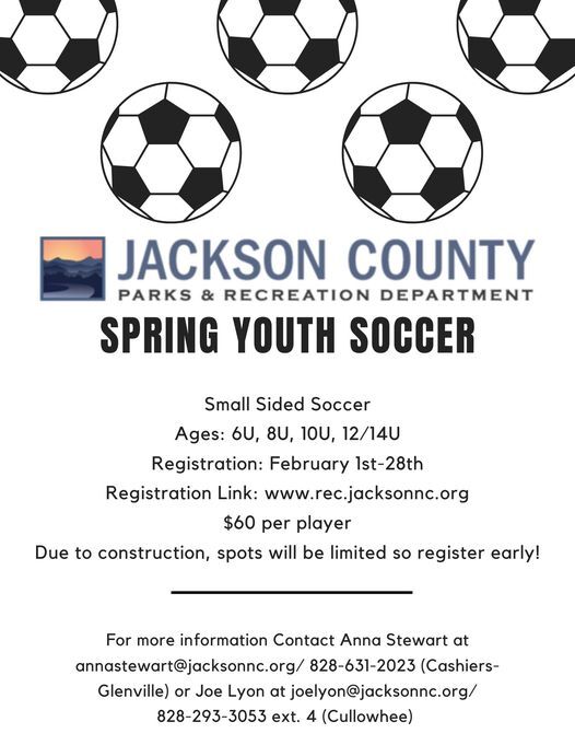 COUNTY OF JACKSON PARKS AND RECREATION DEPARTMENT: Spring Soccer Registration