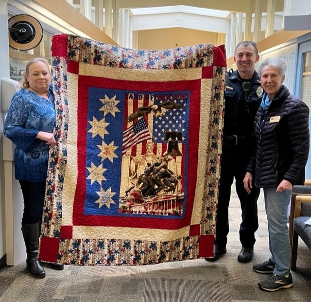 Just in time for the Holidays Chief Dan Yourkoski received a quilt from the group Quilt of Valor #539