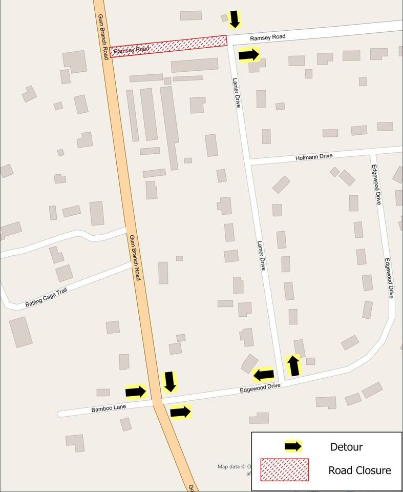 CITY OF JACKSONVILLE: Scheduled a Detour in the area of Gum Branch and Ramsey Road March 10th