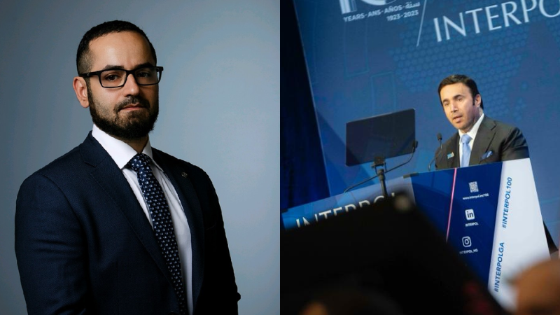 Binance Head of Financial Crime Compliance Tigran Gambaryan (left) and INTERPOL President Major General Ahmed Naser Al-Raisi (right) - LinkedIn/tigran-gambaryan, X/INTERPOL_HQ